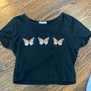 Cute black top with butterflies